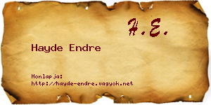 Hayde Endre névjegykártya